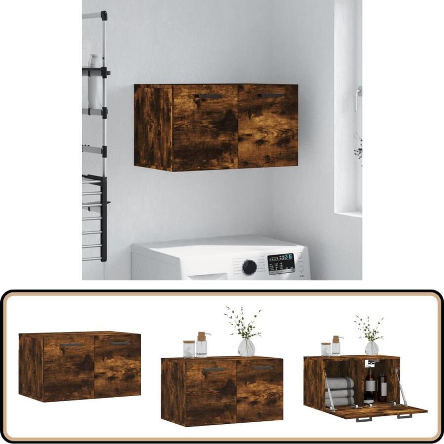 VidaXL Wandkast 60x36 5x35 cm Gerookt Eiken Hout Zwevende Wandkast Houten Wandkast Bruine Wandkast Wanddecoratie Opbergkast Bergruimte