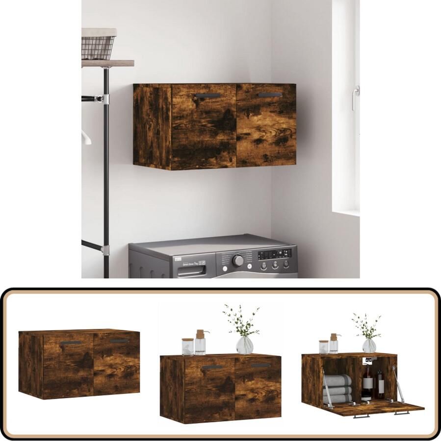 VidaXL Wandkast 60x36 5x35 cm Gerookt Eiken Wandkast Houten Kast Bergruimte Decoratief Bruine Kast