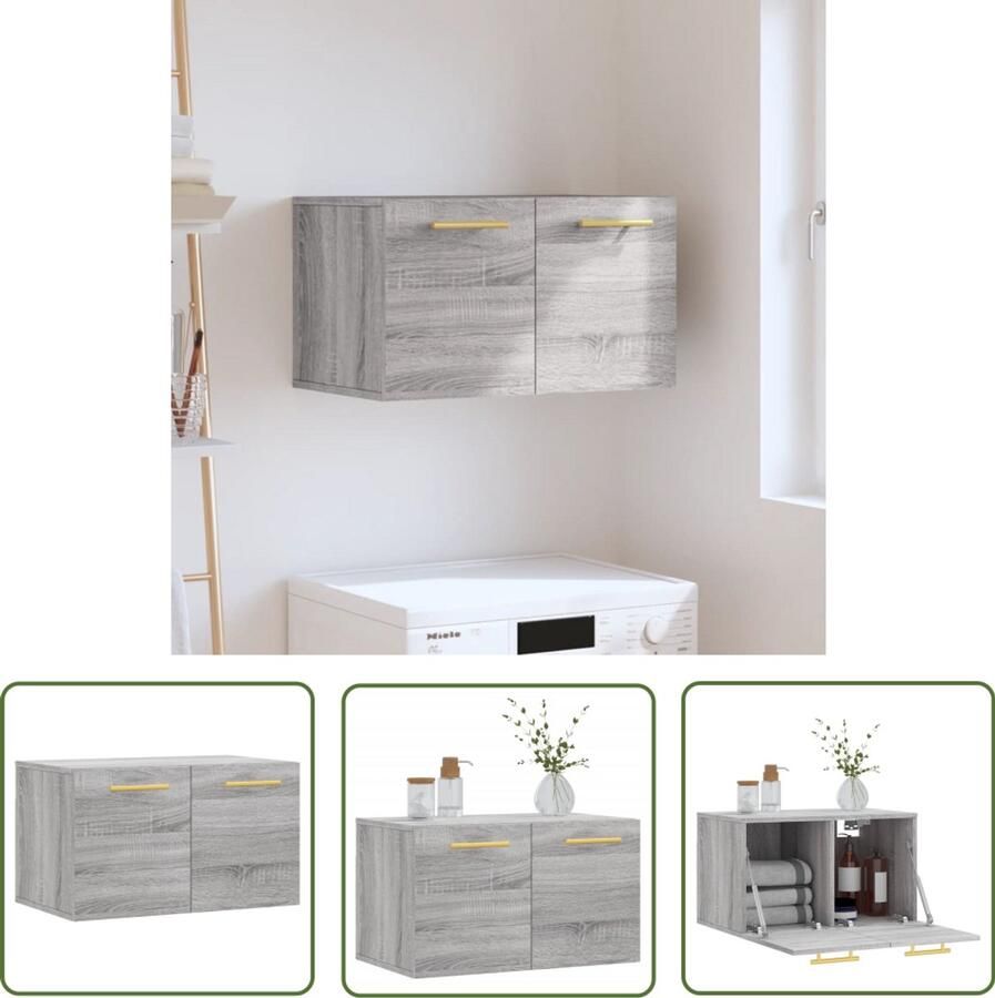 VidaXL Wandkast 60x36 5x35 cm Grijs Sonoma Eiken Wandkast Grijze Wandkast Houten Wandkast Badkamerkast Slaapkamerkast Woonkamerkast Opbergkast Kleine Wandkast Compact