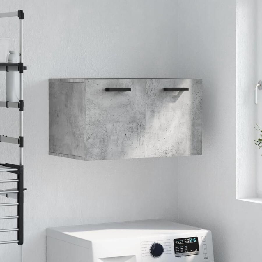 VidaXL Wandkast 60x37x35 cm Bewerkt hout Grijs Wandkast Betongrijs Houten Kast Opbergkast Badkamerkast