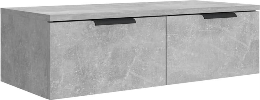 The Living Store Wandkast 68x30x20 cm bewerkt hout betongrijs Wandkast Houten Kast Bergruimte Designkast Grijze Kast