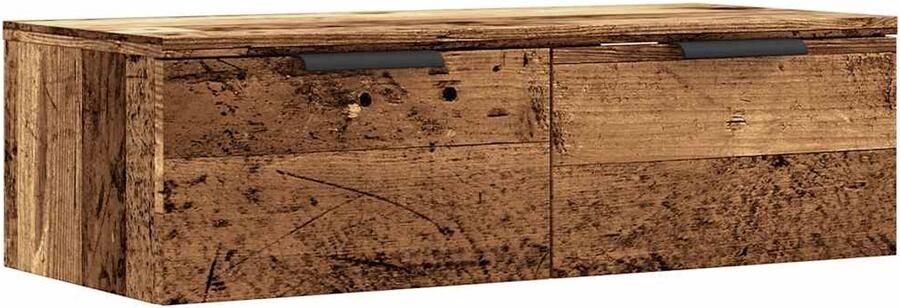 VidaXL Wandkast Wandkasten Hangkast Hangende Kast Wandkast 68x30x20 cm bewerkt hout oud houtkleurig - Foto 2
