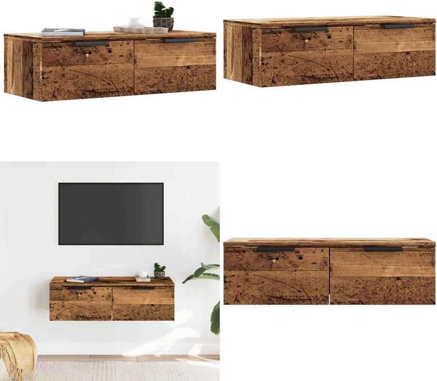VidaXL Wandkast 68x30x20 cm bewerkt hout oud houtkleurig Wandkast Wandkasten Hangkast Hangende Kast
