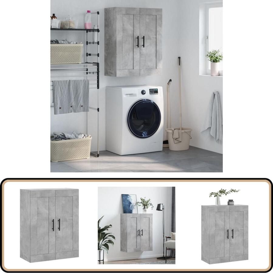 VidaXL Wandkast Betongrijs 69 5x34x90 cm Wandkast Opbergkast Houten Kast Betonnen Kast Grijze Kast