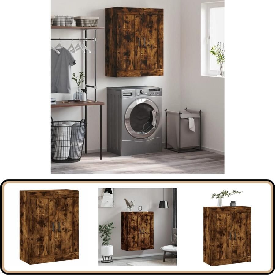 VidaXL Wandkast Gerookt Eiken 69 5x34x90 cm Wandkast Opbergkast Houten Kast Keukenkast Living Kast