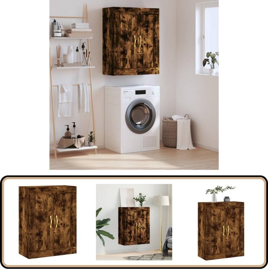 VidaXL Wandkast gerookt eiken 69 5x34x90 cm Wandkast Opbergkast Kast Houten Kast Gerookte Eiken Kleur