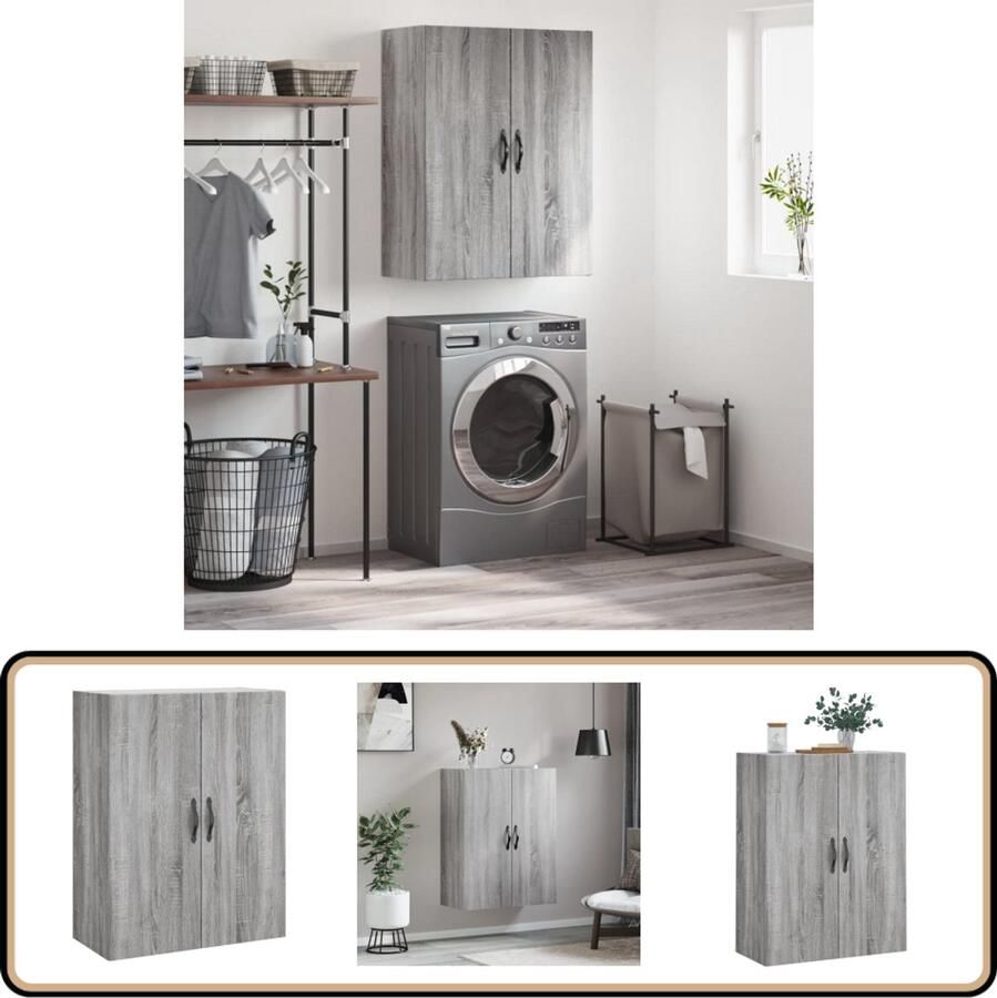 VidaXL Wandkast 69 5x34x90 cm Grijs Sonoma Eiken Wandkast Opbergkast Grijze Kast Houten Kast Salontafel