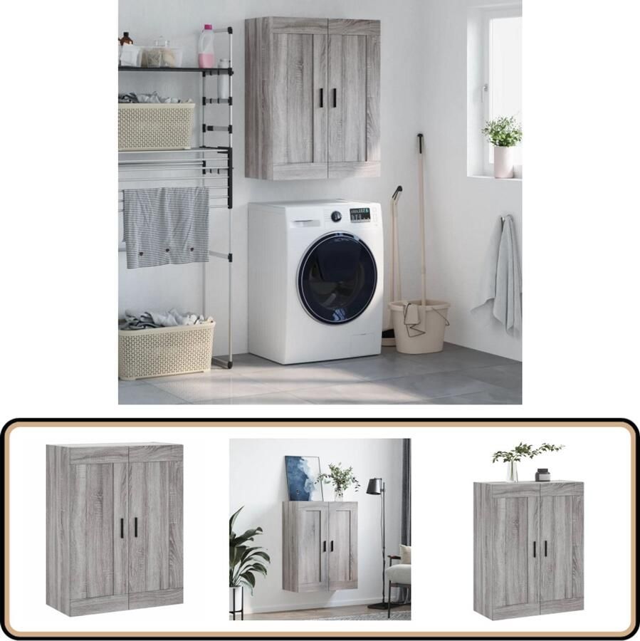 VidaXL Wandkast 69 5x34x90 cm Grijs Sonoma Eiken Wandkast Grijze Wandkast Houten Wandkast Sonome Eiken Opbergkast