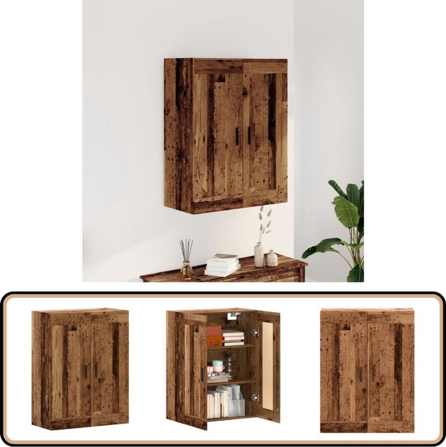 VidaXL Wandkast 69 5x34x90 cm Oud Houtkleurig Wandkast Houten Kast Opbergkast Vintage Kast Badkamerkast