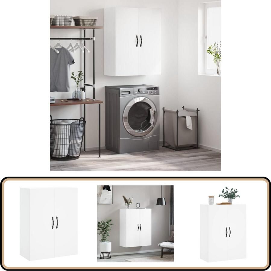 VidaXL Wandkast Bewerkt Hout Wit 69 5x34x90 cm Hangkast Wandkast Opbergkast Houten Kast Witte Kast