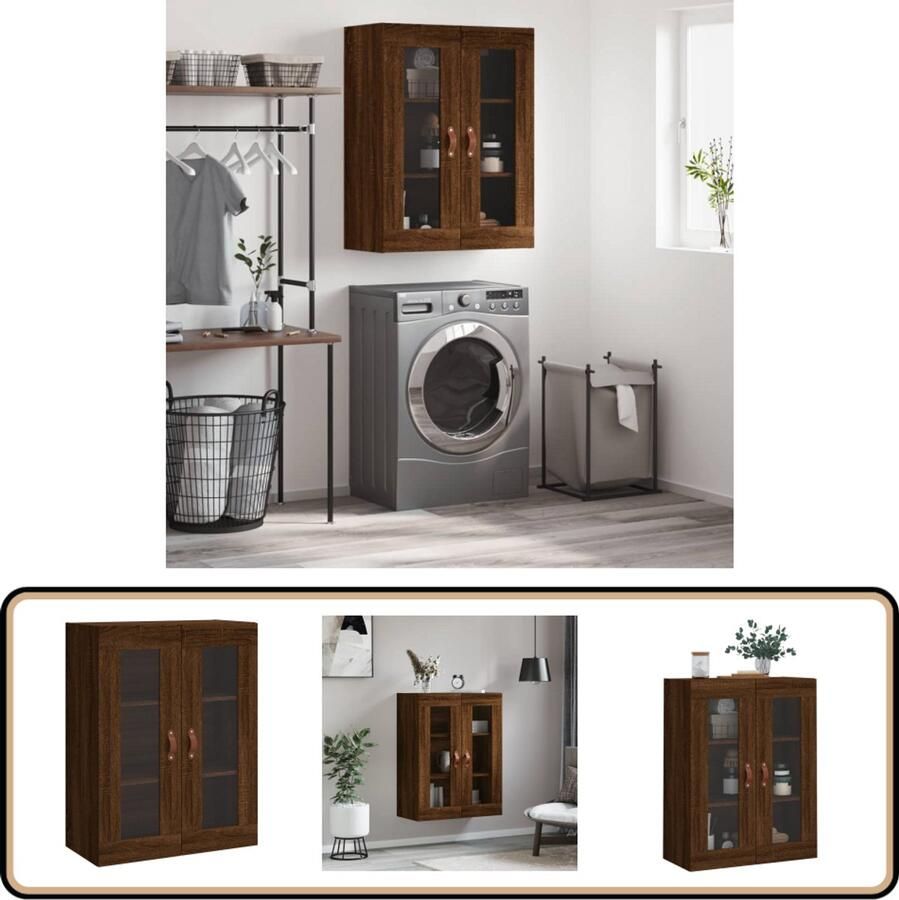 VidaXL Wandkast Bruin Eiken 69 5x34x90 cm Hangkast Wandkast Opbergkast Keukenkast Bruineiken Meubels