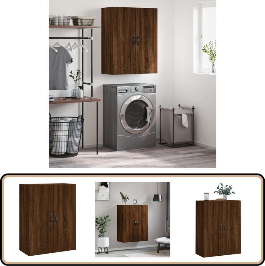 VidaXL Wandkast 69 5x34x90 cm Bruin Eikenkleur Wandkast Opbergkast Houten Kast Bruine Eiken Decoratief - Foto 2