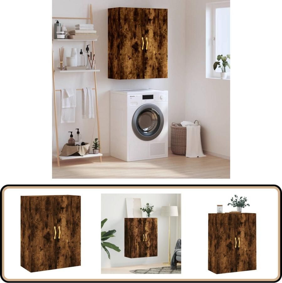 VidaXL Wandkast 69 5x34x90 cm Gerookt Eiken Zwevende Kast Wandkast Hangkast Houten Kast Bergruimte - Foto 2