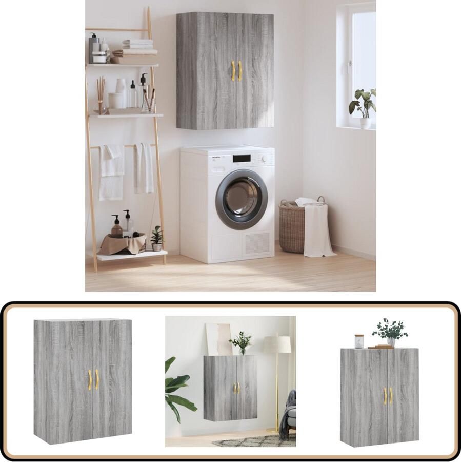 VidaXL Wandkast Grijs Sonoma Eiken 69 5x34x90 cm Wandkast Opbergkast Houten Kast Grijze Kast Salontafel