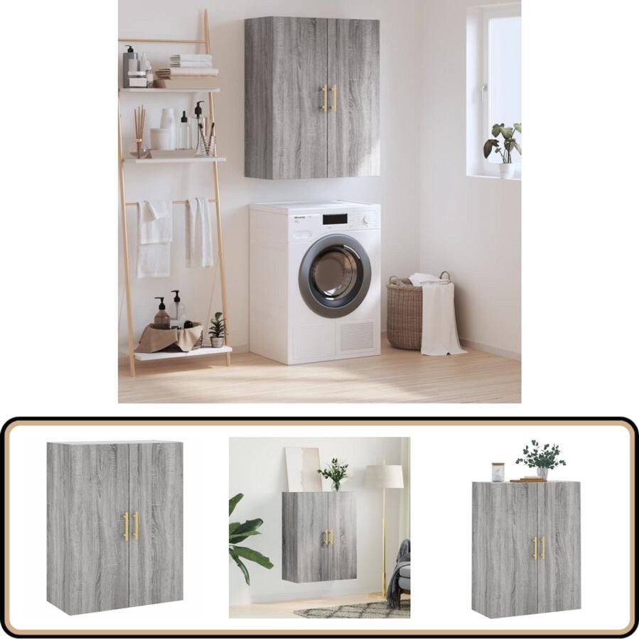VidaXL Wandkast grijs sonoma eiken 69 5x34x90 cm Wandkast Grijze Kast Houten Kast Opbergkast Salontafel