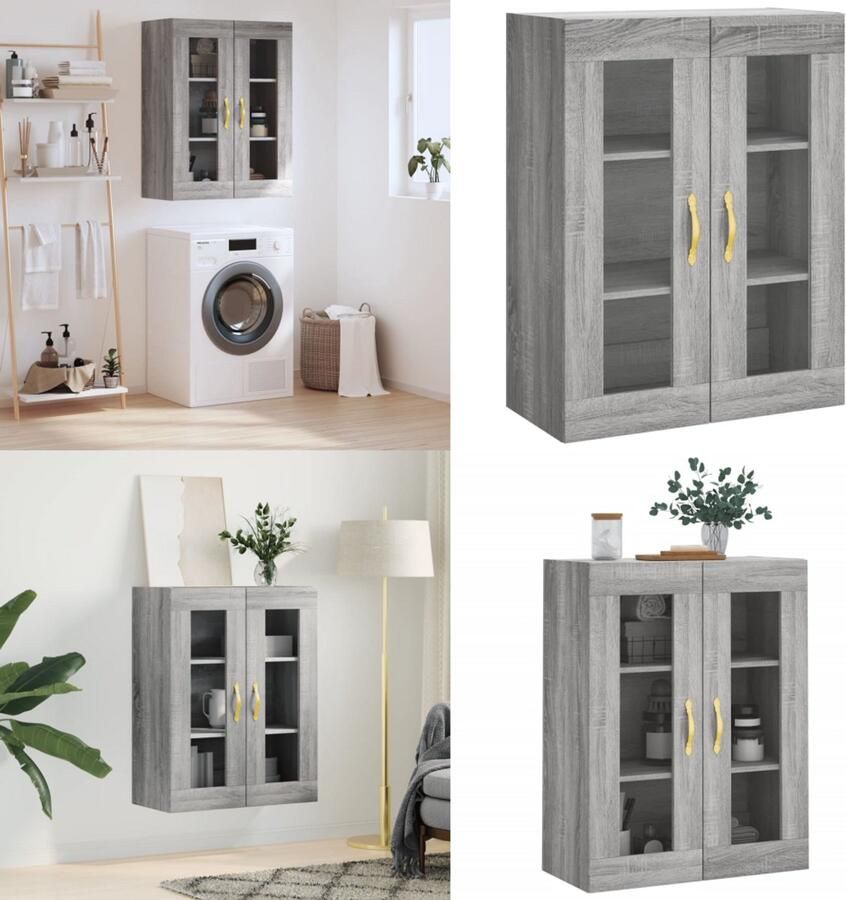 VidaXL Wandkast 69 5x34x90 cm grijs sonoma eikenkleurig Wandkast Wandkasten Hangkast Hangende Kast