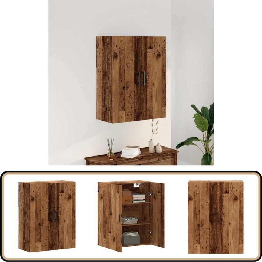 VidaXL Wandkast 69 5x34x90 cm Oud Houtkleurig Wandkast Houten Kast Opbergkast Vintage Kast Badkamerkast