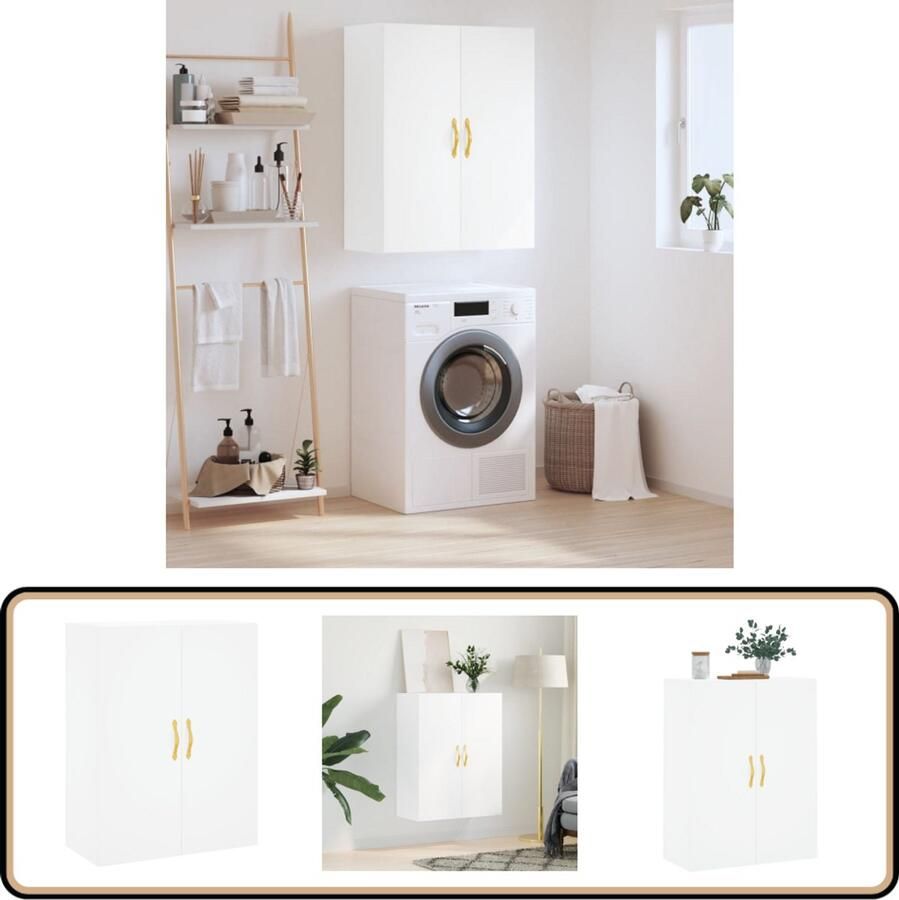 VidaXL Wandkast Wit 69 5x34x90 cm Bewerkt hout Wandkast Houten Kast Opbergkast Keukenopstelling Livingroom Meubels