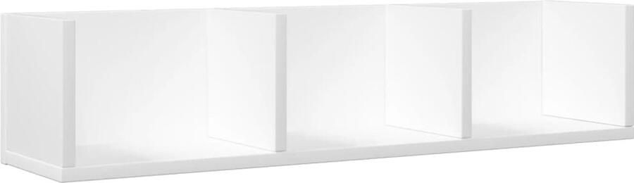 The Living Store Wandkast 75x18x16 5 cm bewerkt hout wit Zwevende Wandkast Wanddecoratie Houten Kast Opbergvakken Salontafel