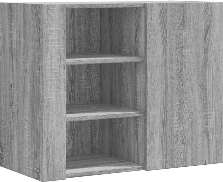 The Living Store Wandkast 75x35x60 cm bewerkt hout grijs sonoma eikenkleurig Wandkast Grijze Wandkast Houten Wandkast Sonomaskast Eikenvlek - Foto 2