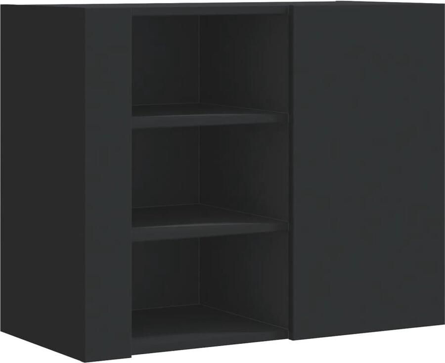 VidaXL Wandkast 75x35x60 cm bewerkt hout zwart