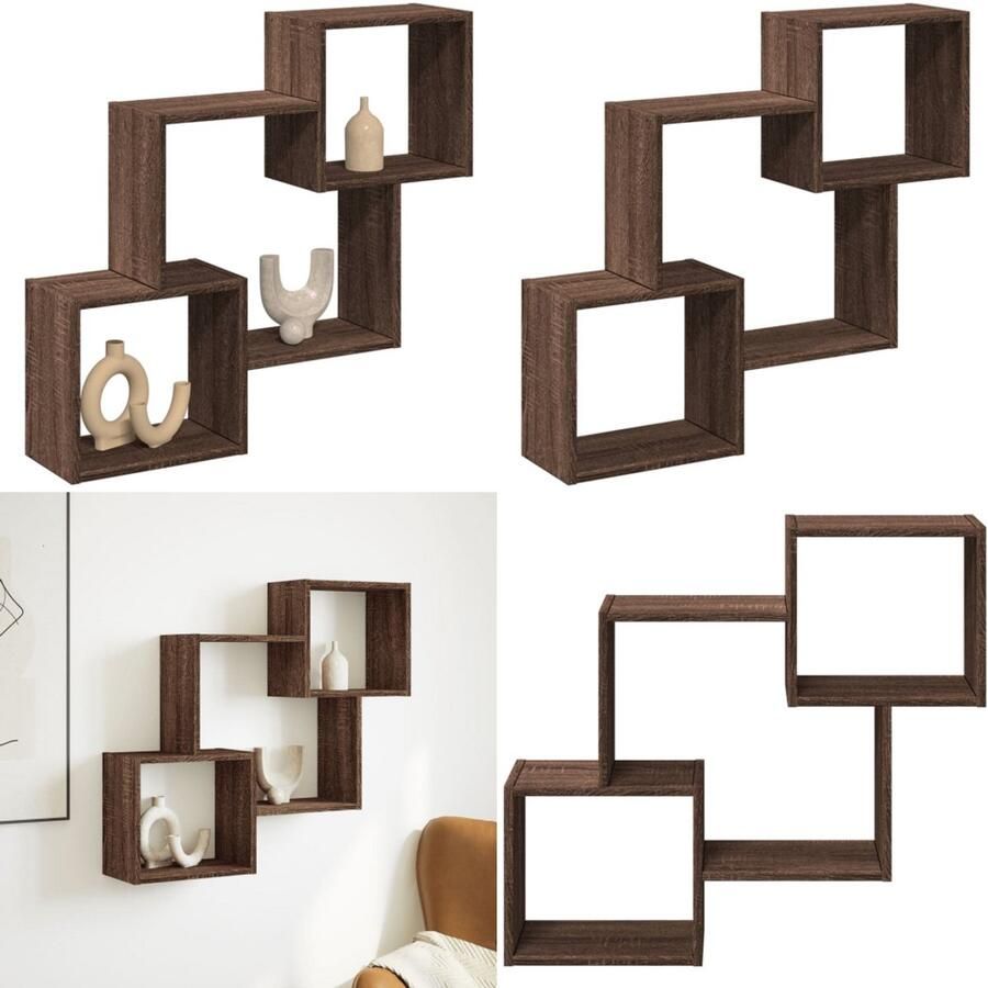 VidaXL Wandkast 78x18x71 cm bewerkt hout bruin eikenkleur