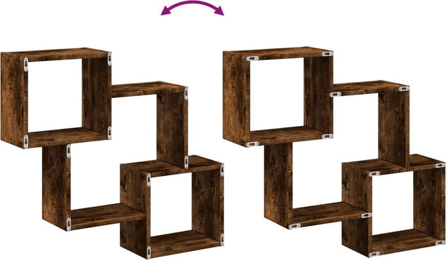 VidaXL Wandkast 78x18x71 cm bewerkt hout gerookt eikenkleurig - Foto 2