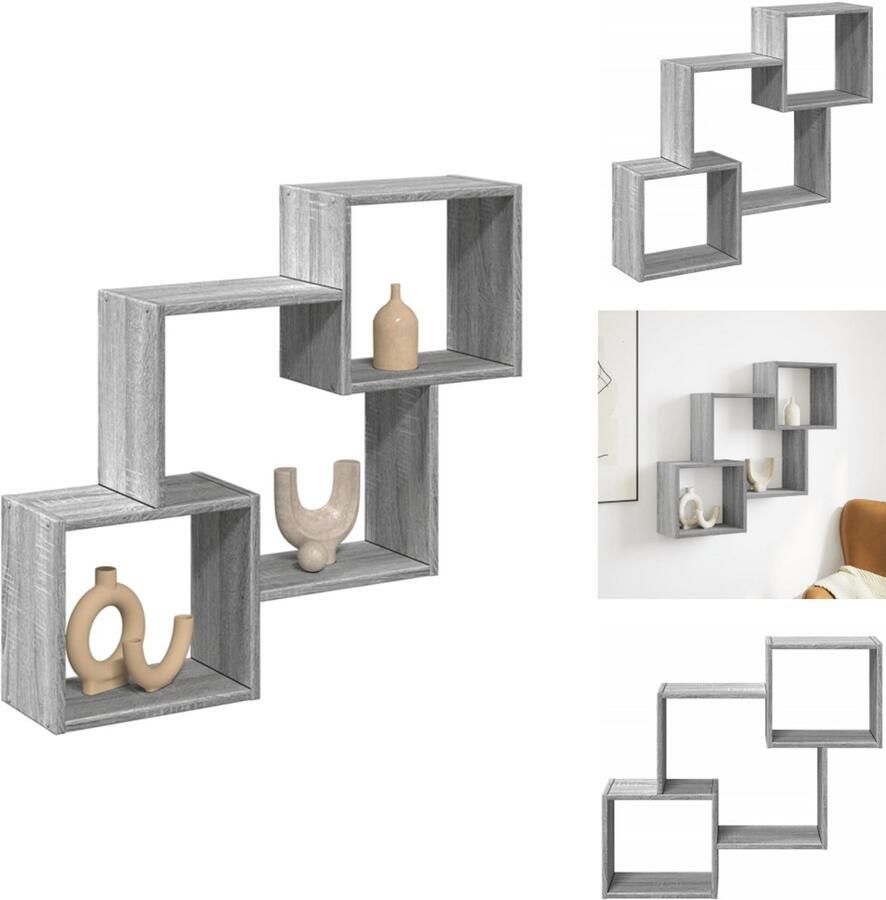 VidaXL Wandkast 78x18x71 cm bewerkt hout grijs sonoma eikenkleurig - Foto 2