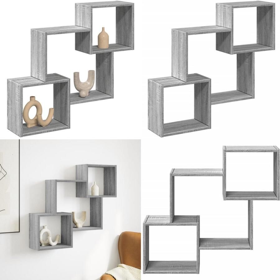 VidaXL Wandkast 78x18x71 cm bewerkt hout grijs sonoma eikenkleurig