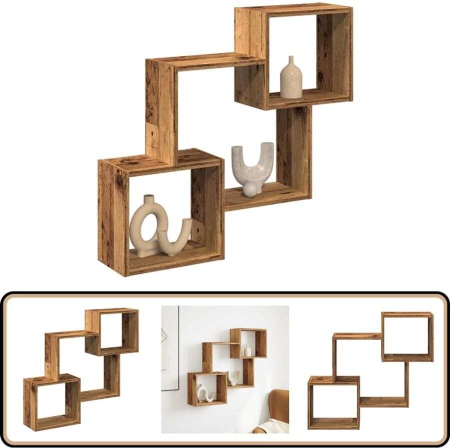 VidaXL Wandkast 78x18x71 cm bewerkt hout oud houtkleurig