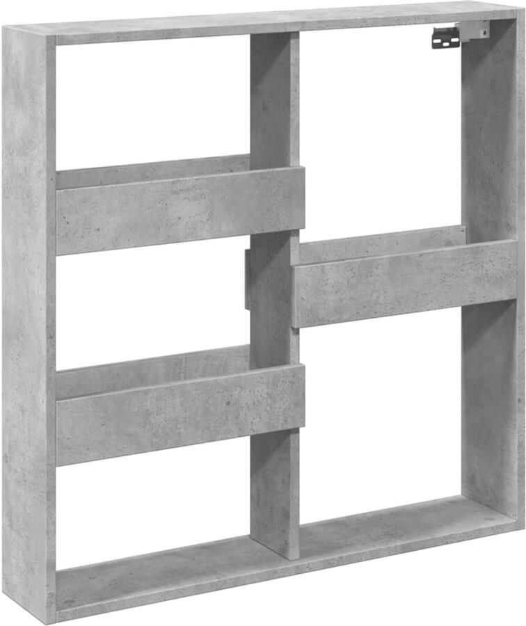 The Living Store Wandkast 80x15x80 cm bewerkt hout betongrijs Wandkast Opbergkast Houten Kast Zwevende Kast Betonnen Grijze Kast