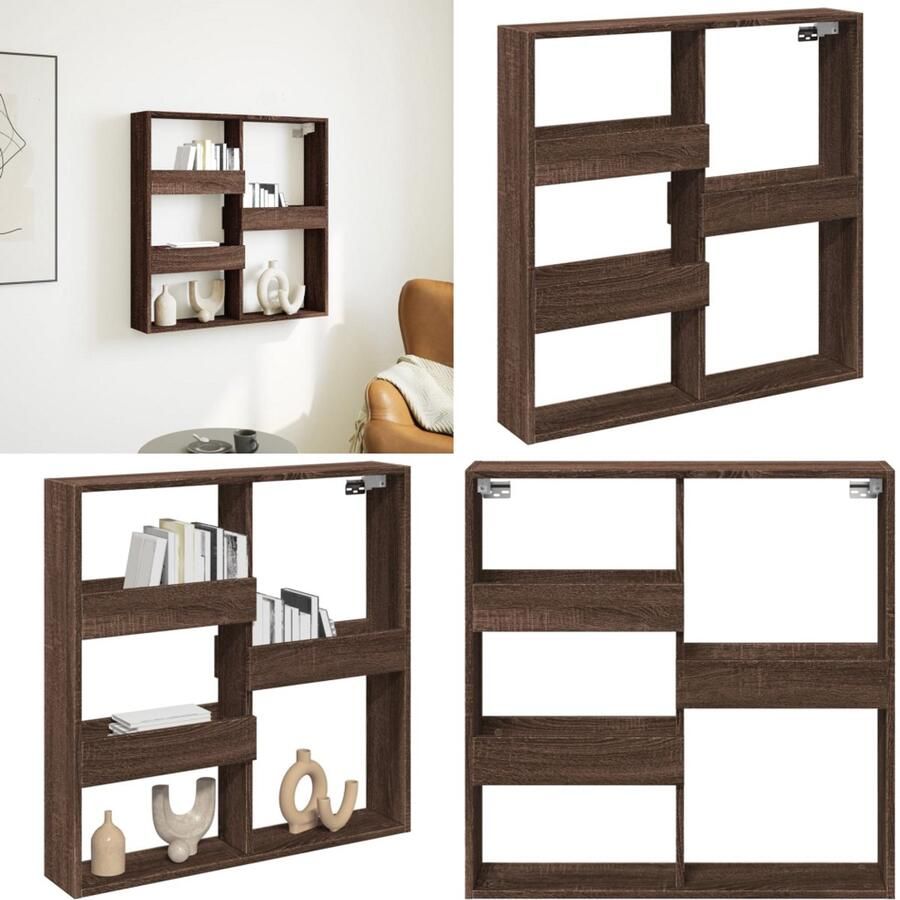 VidaXL Wandkast 80x15x80 cm bewerkt hout bruin eikenkleur Wandkast Wandkasten Opbergkast Keukenkast