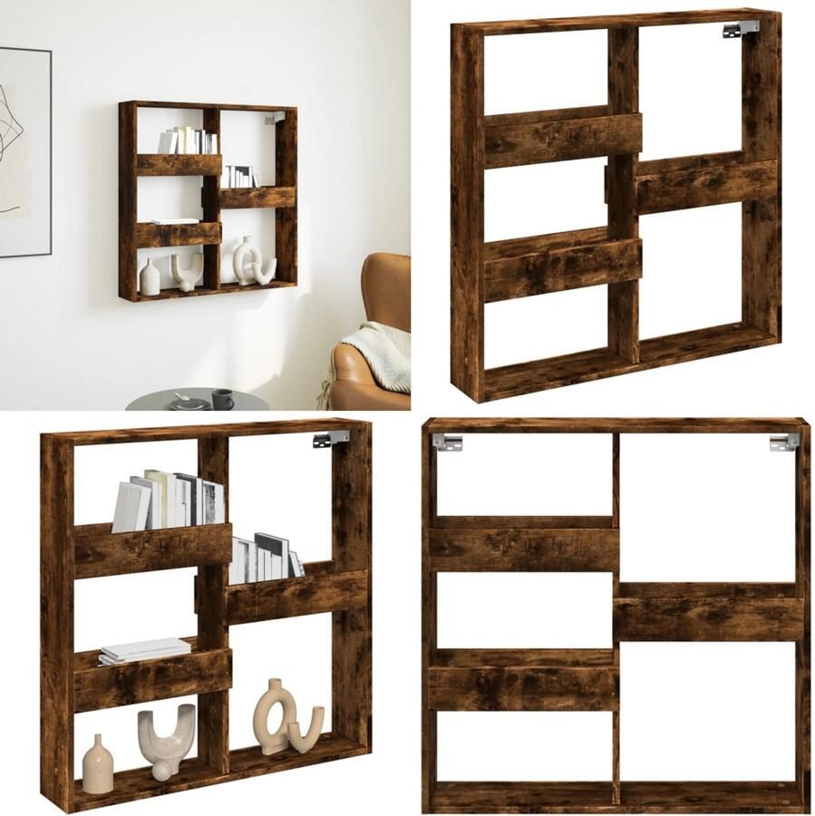 VidaXL Wandkast 80x15x80 cm bewerkt hout gerookt eikenkleurig Wandkast Wandkasten Opbergkast Keukenkast