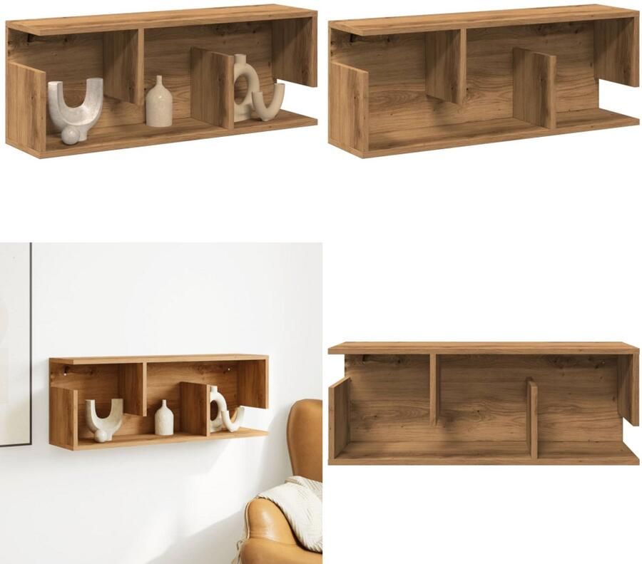 VidaXL Wandkast 80x20x30 cm bewerkt hout artinsanaal eikenkleurig Wandkast Wandkasten Opbergkast Keukenkast
