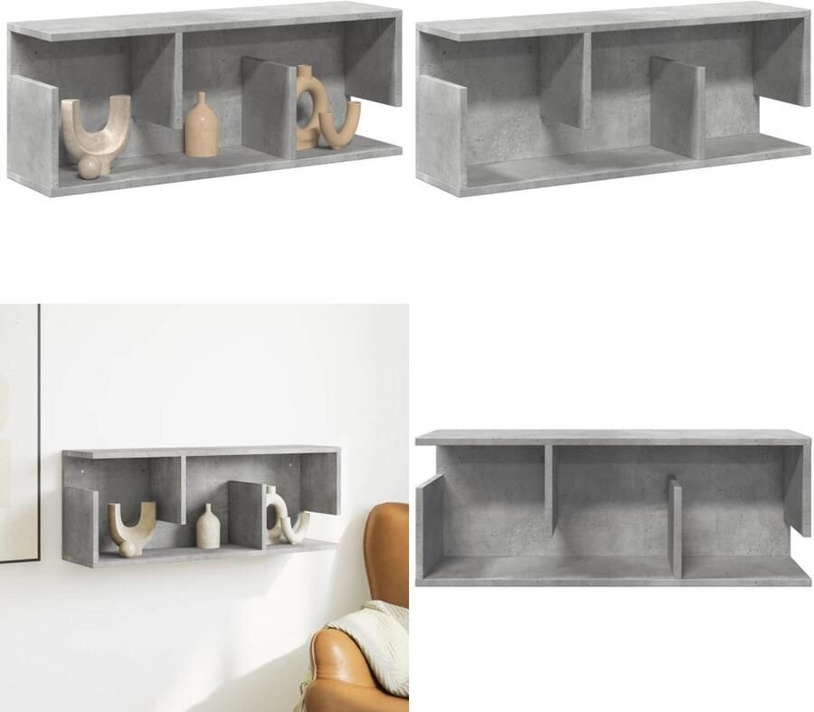 VidaXL Wandkast 80x20x30 cm bewerkt hout betongrijs Wandkast Wandkasten Opbergkast Keukenkast