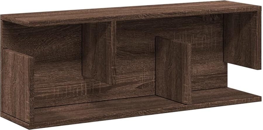 The Living Store Wandkast 80x20x30 cm bewerkt hout bruin eikenkleur Wandkast Houten Kast Bergruimte Zwevende Kast Bruine Eiken Kleur