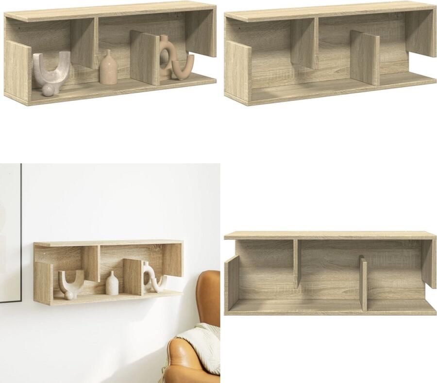 VidaXL Wandkast 80x20x30 cm bewerkt hout sonoma eikenkleurig Wandkast Wandkasten Opbergkast Keukenkast