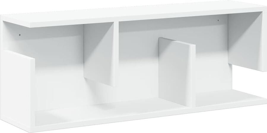 The Living Store Wandkast 80x20x30 cm bewerkt hout wit Wandkast Houten Kast Opbergkast Witte Kast Kleine Kast