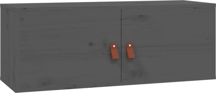 VidaXL Wandkast 80x30x30 cm Grenenhout Grijs Wandkast Grenoble Hout Opbergkast Wandplanken Living Room Furniture