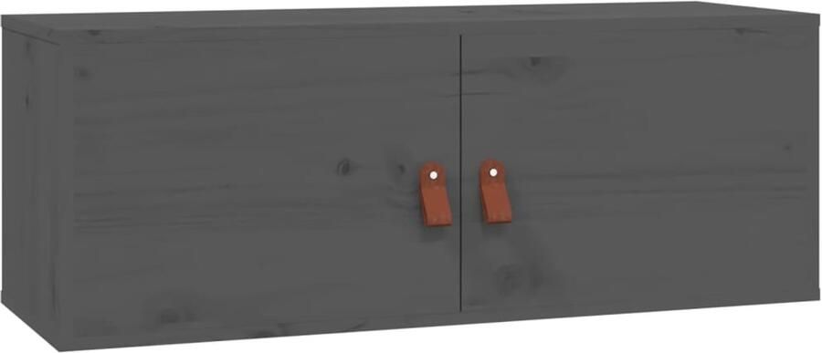 VidaXL Wandkast 80x30x30 cm massief grenenhout grijs Wandkast Wandkasten Hangkast Hangende Kast