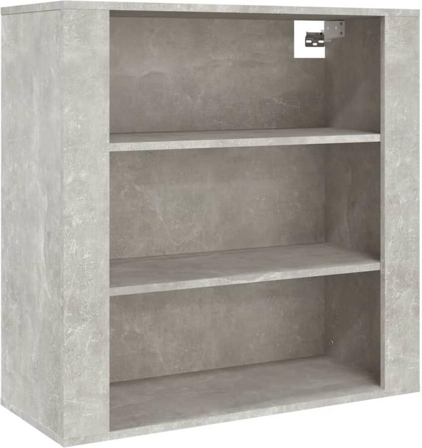 The Living Store Wandkast 80x33x80 cm bewerkt hout betongrijs Wandkast Houten Kast Opbergkast Bergruimte Betonnen Look - Foto 2