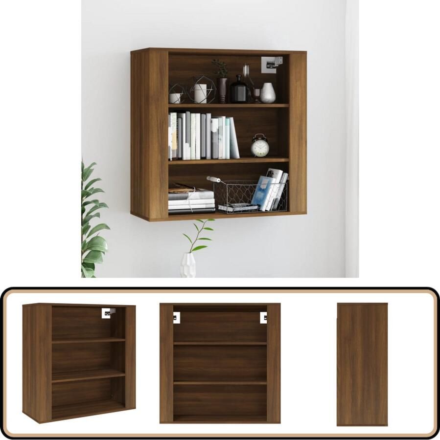 VidaXL Wandkast 80x33x80 cm Bruin Eiken Kleur Wandkast Houten Kast Opbergkast Bruine Eiken Meubels Decoratieve Kast