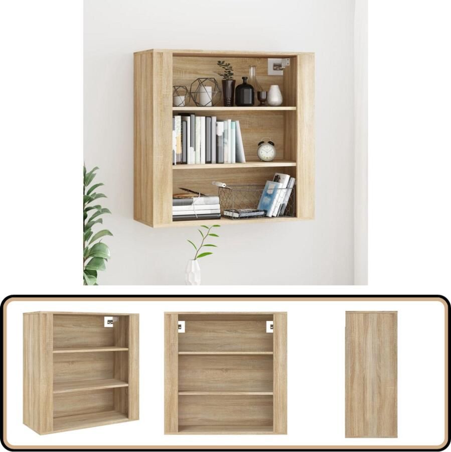 VidaXL Wandkast Sonoma Eiken 80x33x80 cm Wandkast Houten Kast Opbergkast Salontafel Livingroom Meubels