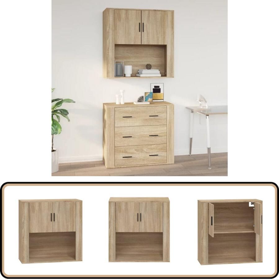 VidaXL Wandkast Sonoma Eiken 80x33x80 cm Hangkast Houten Kast Wandkast Opbergkast Sonoma Eiken