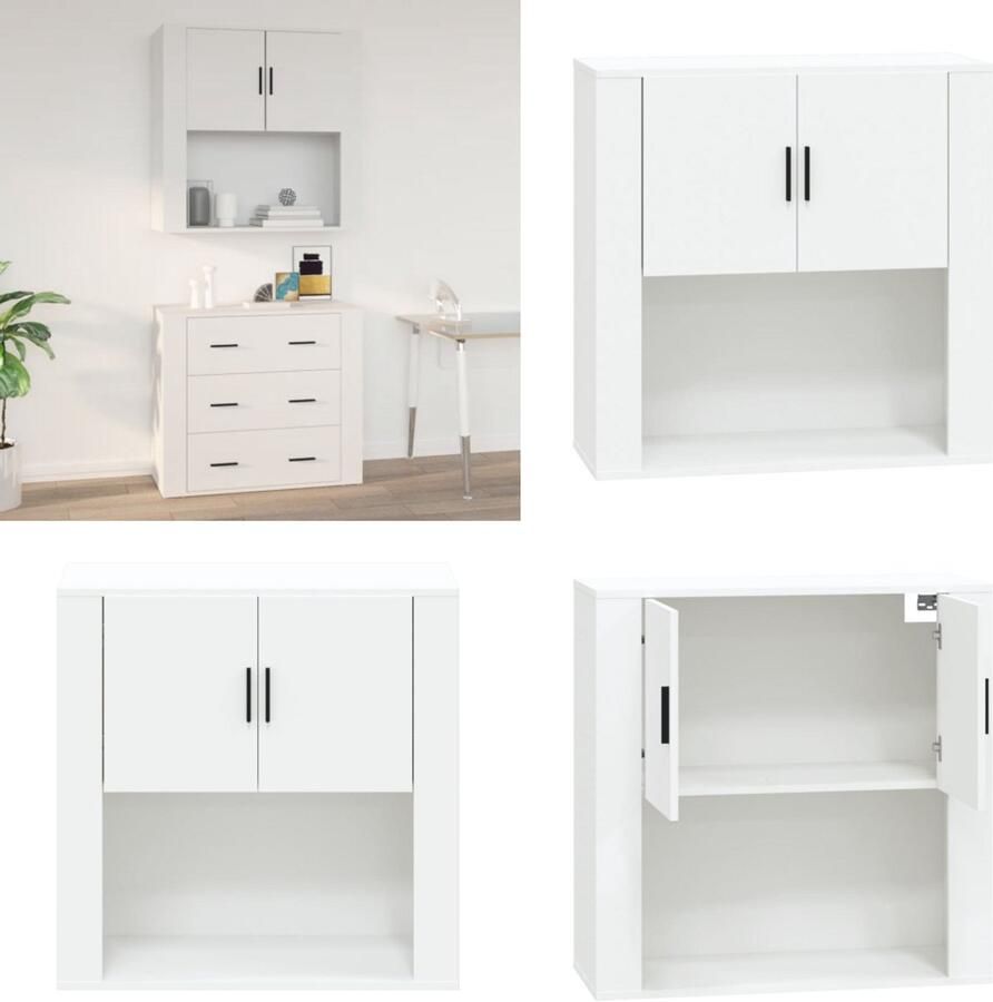 VidaXL -Wandkast-80x33x80-cm-bewerkt-hout-wit - Foto 4