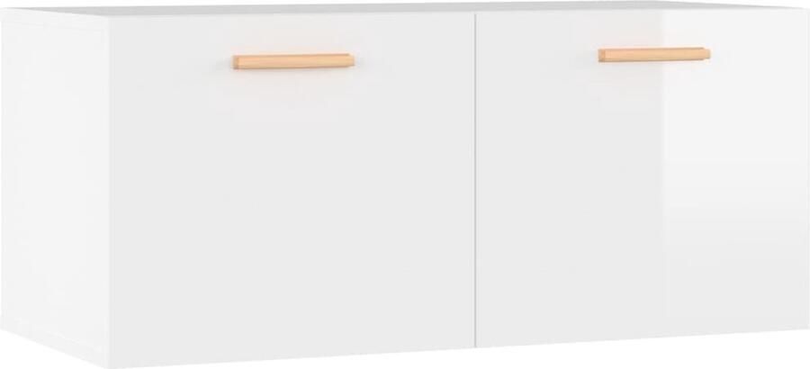 VidaXL Wandkast 80x35x36 5 cm bewerkt hout hoogglans wit - Foto 2
