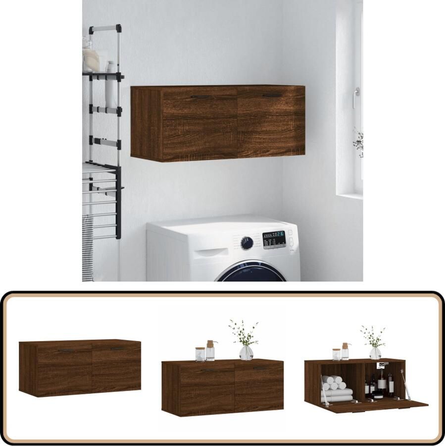 VidaXL Wandkast 80x36 5x35 cm Bruin Eikenhout Wandkast Houten Kast Bruine Eiken Kast Opbergkast Woonaccessoires Living Accessoires Badkamer Accessoires