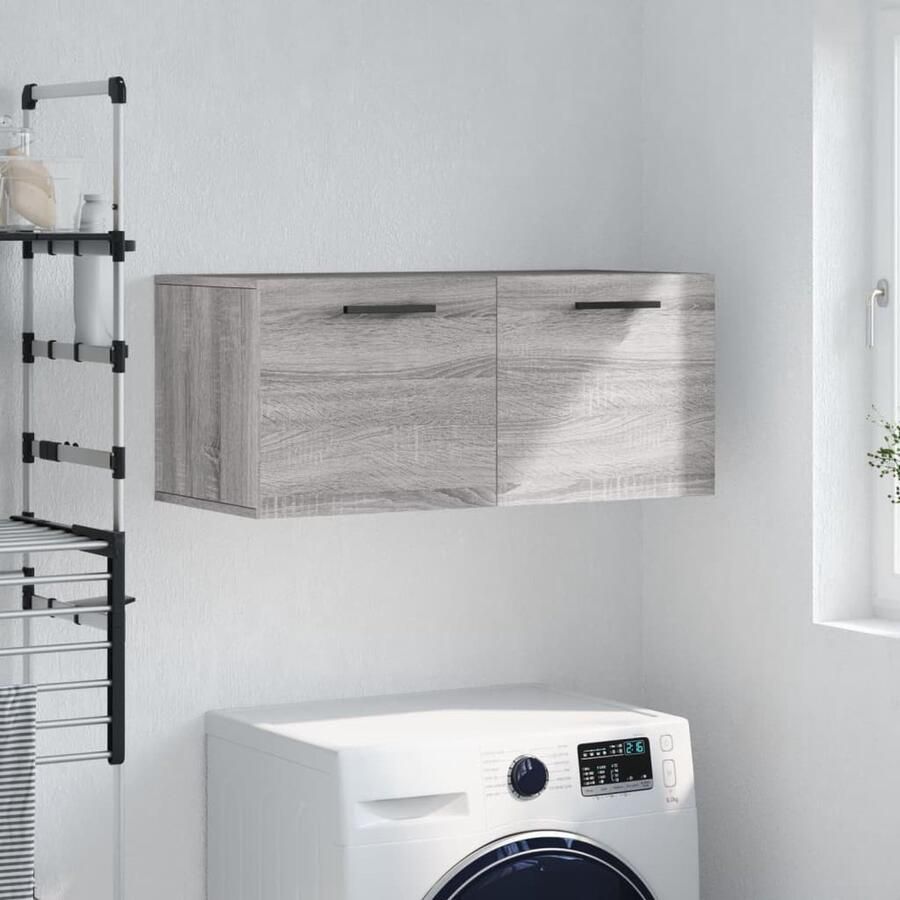 VidaXL Wandkast 80x36 5x35 cm Grijs Sonoma Eiken Wandkast Opbergkast Houten Kast Grijze Kast Moderne Kast Minimalistische Kast Woonkamer Meubilair Slaapkamer Meubilair - Foto 2