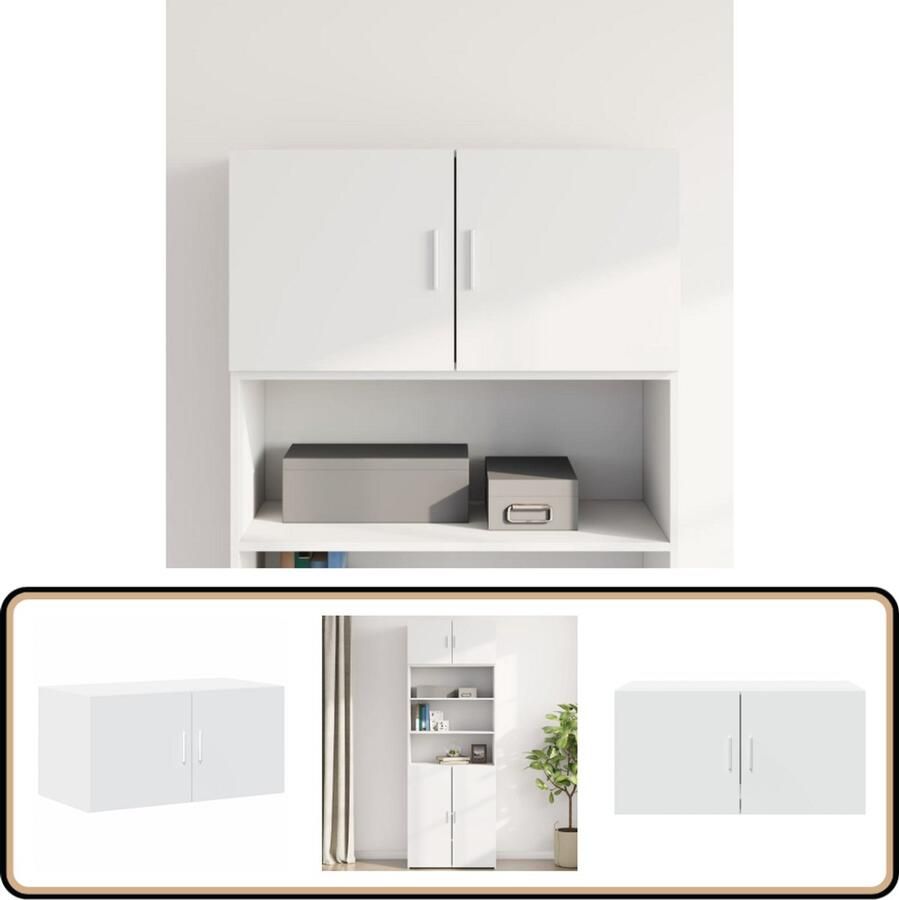 VidaXL Wandkast Wit 80x42 5x40 cm Wandkast Houten Kast Opbergkast Badkamermeubilair Keukenopstelling