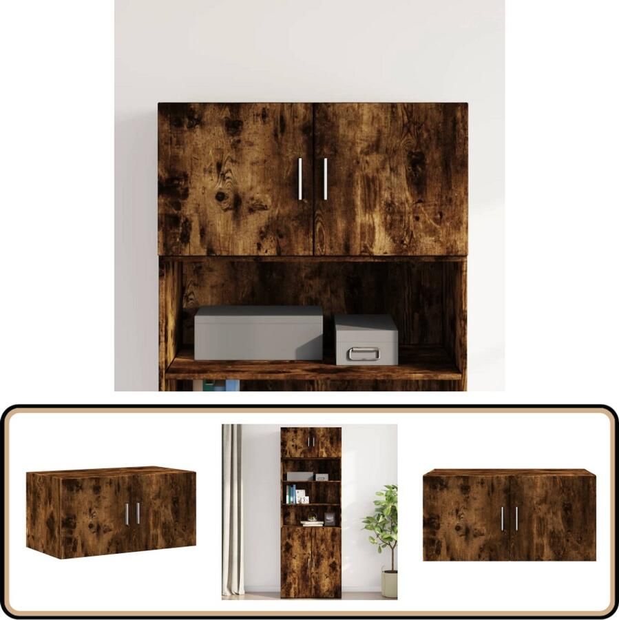 VidaXL Wandkast 80x42 5x40 cm Gerookt Eiken Wandkast Houten Kast Opbergkast Bergruimte Keukenopstelling